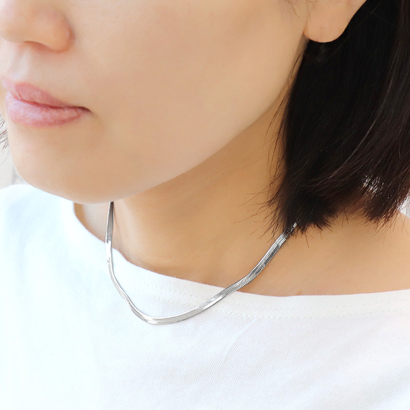 ステンレス316L チェーンネックレス スネーク平3mm アジャスター付