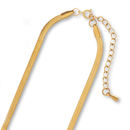 ステンレス316L チェーンネックレス スネーク平3mm アジャスター付　ゴールド(イオンプレーティング)(SUS316L)