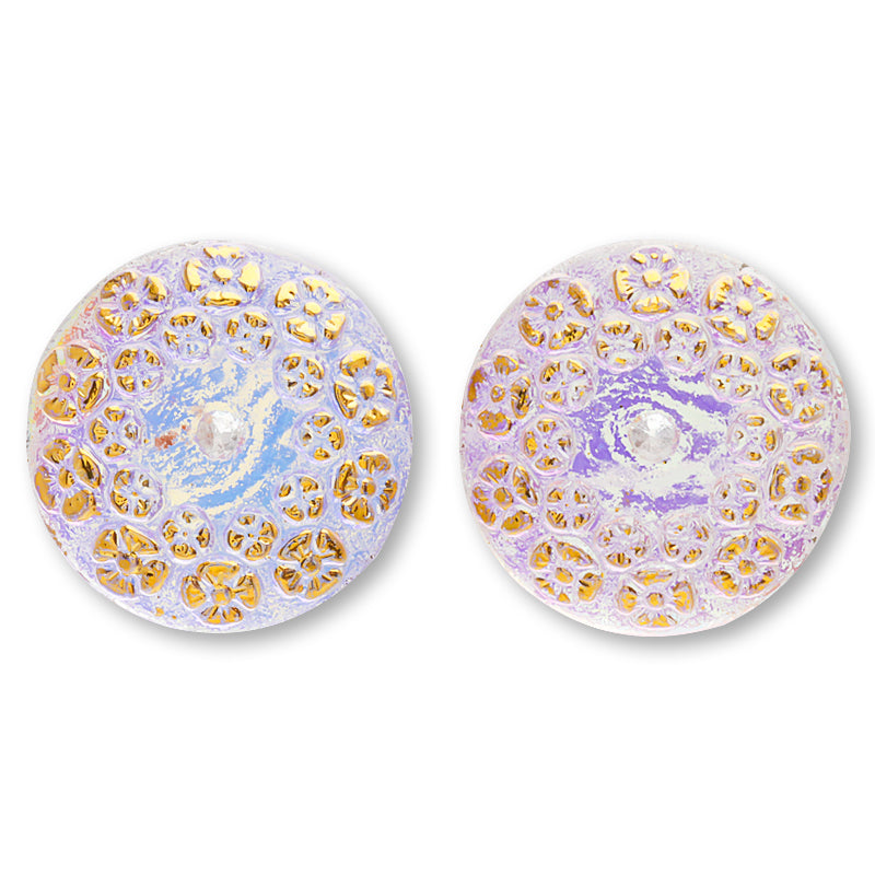 チェコ カボション フルブルーム　クリスタルAB/G