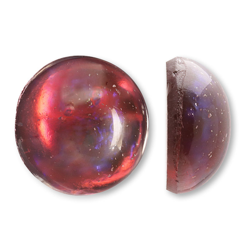 チェコ ガラスストーン ラウンドカボション　レッドドラゴンズブレス