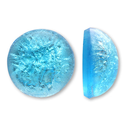 チェコ ガラスストーン ラウンドカボション　ライトブルーSVシャード