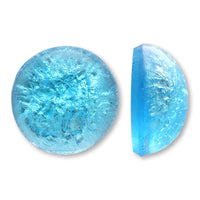 チェコ ガラスストーン ラウンドカボション　ライトブルーSVシャード
