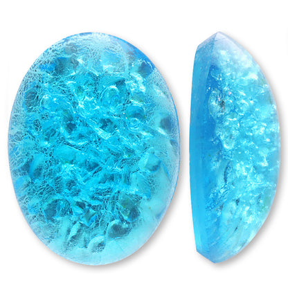 チェコ ガラスストーン オーバルカボション　ライトブルーSVシャード