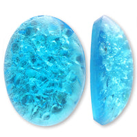 チェコ ガラスストーン オーバルカボション　ライトブルーSVシャード