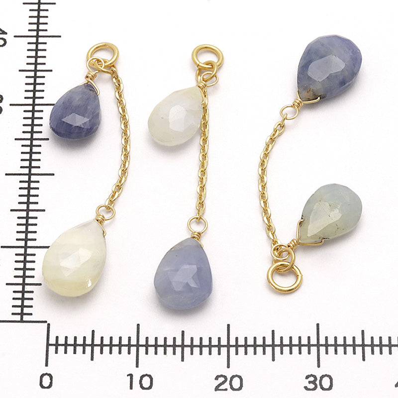 天然石 めがね留めカスタムパーツ　イエロー&amp;ブルーサファイア/235SDC4