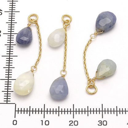 天然石 めがね留めカスタムパーツ　イエロー&amp;ブルーサファイア/235SDC4