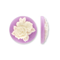 ドイツ製カメオ ラウンド　ダブルローズ　リラマット/アイボリー