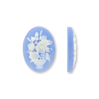 ドイツ製カメオ フラワーベース　ライトブルーマット/アイボリー