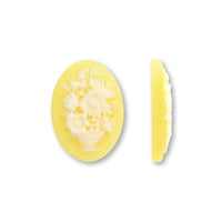 ドイツ製カメオ フラワーベース　イエローマット/アイボリー