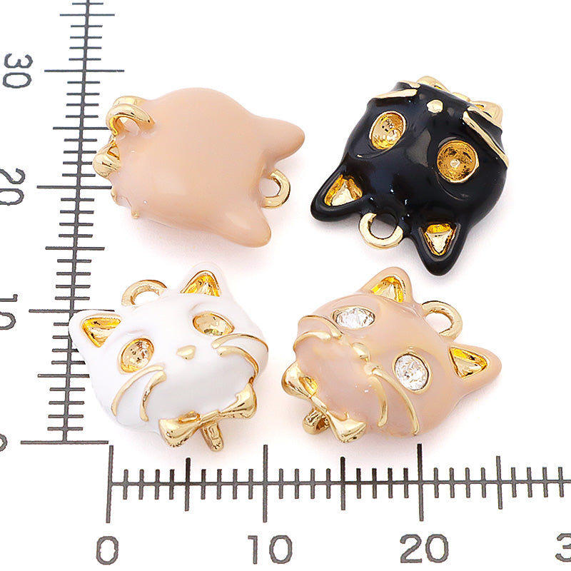 石座チャーム キャットフェイス　ブラック/G