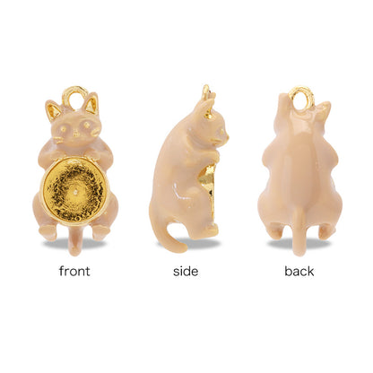 石座チャーム ネコ ＃1088 SS29　ホワイト/G