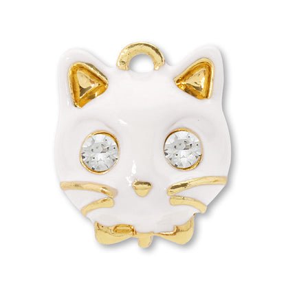 Charm Cat Face Crystal White/G