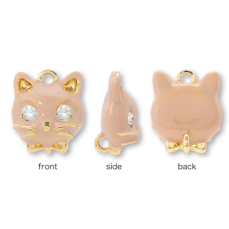 Charm Cat Face Crystal White/G