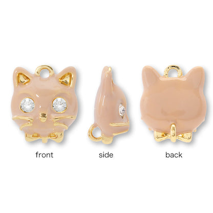 Charm Cat Face Crystal White/G