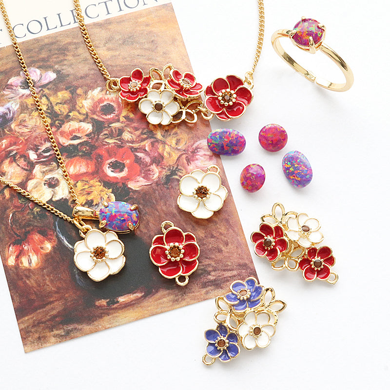 Charm Anemone 1 ring RC Smoke Topaz Red/G