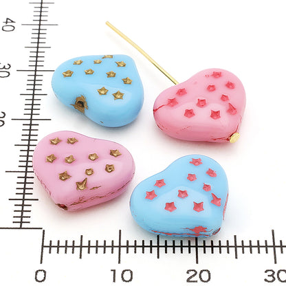 Czech Sparkle Heart Opak Pink/Pink