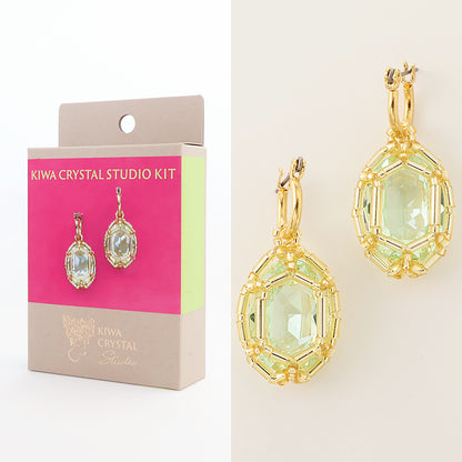 Kit KR1345Kiwa crystalsJewel-knit princess oval earrings green