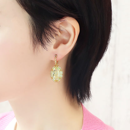 Kit KR1345Kiwa crystalsJewel-knit princess oval earrings green