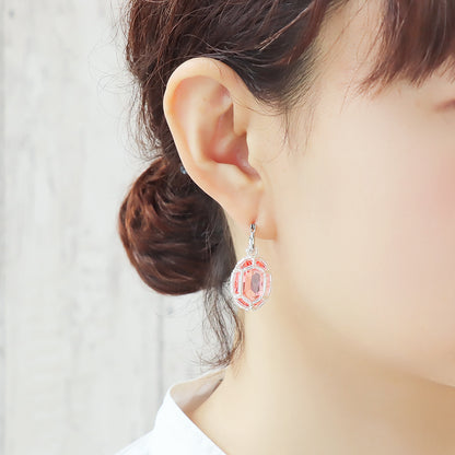 キットKR1345　貴和クリスタル宝石編みプリンセスのオーバルピアス　ピーチ