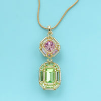 Kit KR1348Kiwa crystalsGemstone Princess Square Shape Necklace Green