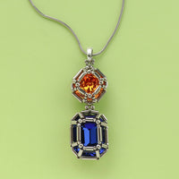 Kit KR1348Kiwa crystalsJewel woven princess square shape necklace blue