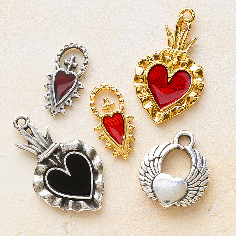 Greek charm angel heart silver old beauty