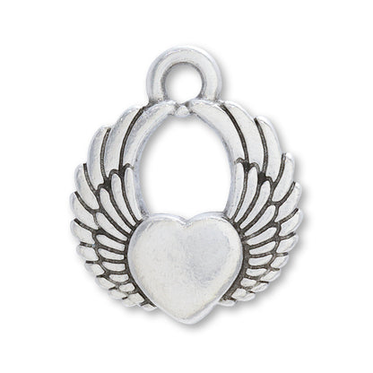 Greek charm angel heart silver old beauty