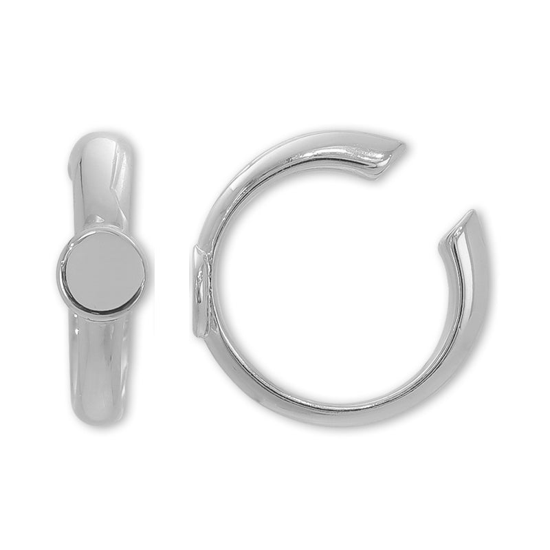 Ear cuff with round plate 2 rhodium color