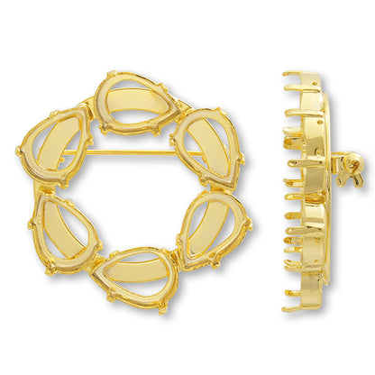 Brooch empty frame circle No.9 gold