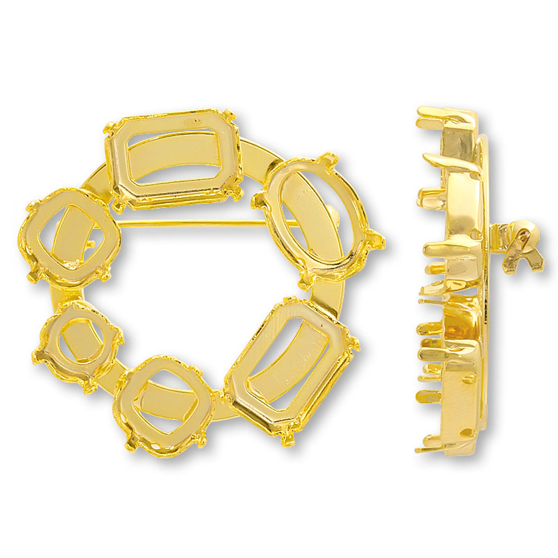 Brooch empty frame circle No.10 gold