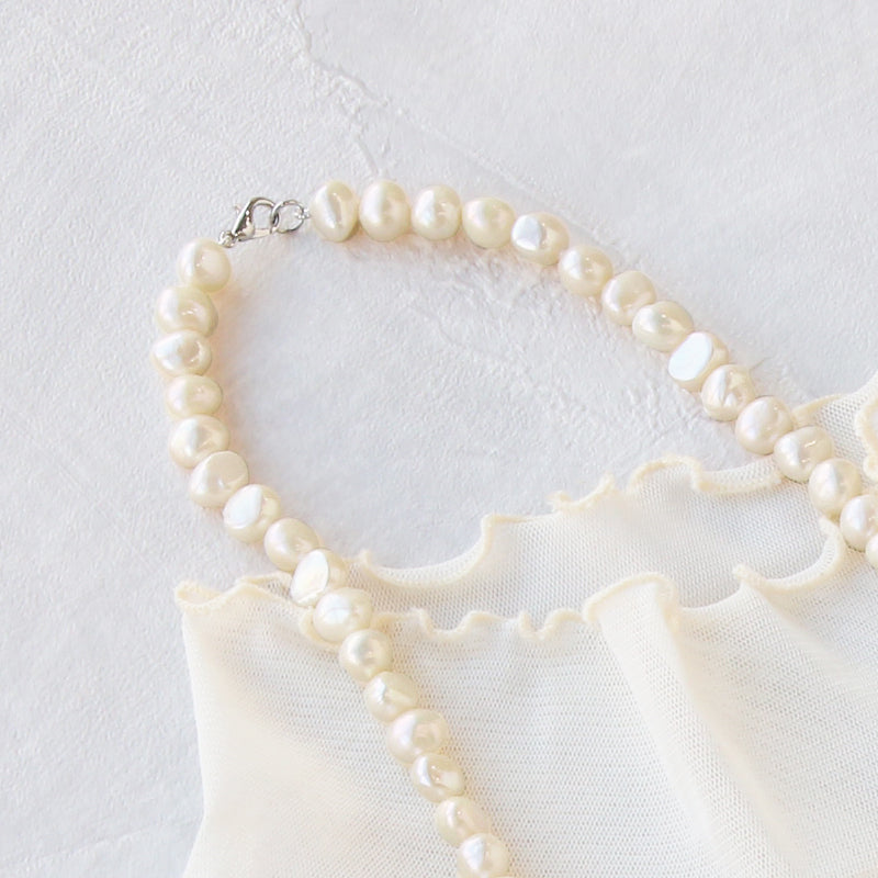 [Completed] Freshwater Pearl Long Necklace White