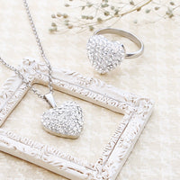 Kit Crystal Heart Neck & Ring Accessories White (KR1140)