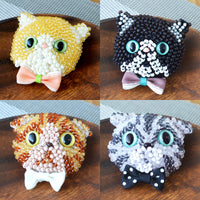 かぎ針で編むビーズ編みの猫ブローチキット(BFK-669-672)