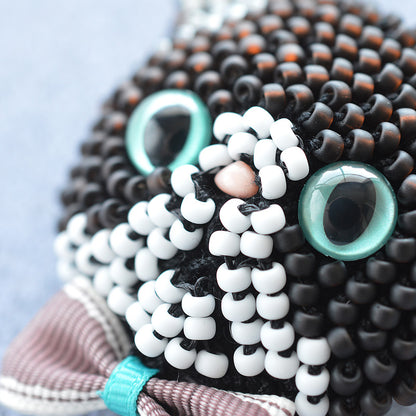 かぎ針で編むビーズ編みの猫ブローチキット(BFK-669-672)