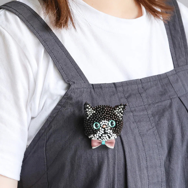 かぎ針で編むビーズ編みの猫ブローチキット(BFK-669-672)