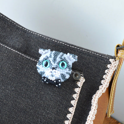 かぎ針で編むビーズ編みの猫ブローチキット(BFK-669-672)