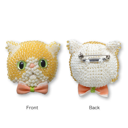 かぎ針で編むビーズ編みの猫ブローチキット(BFK-669-672)