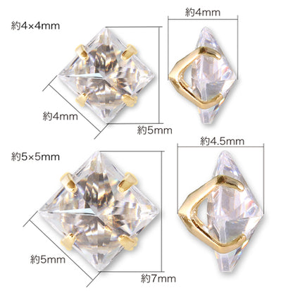 Cubic zirconia nail square clear/RC