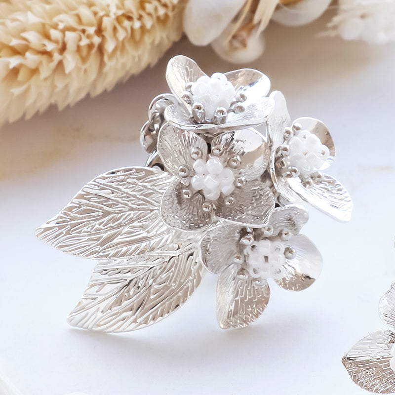 [KIWA BRIDAL] KBE-9 Hydrangea Earrings Silver