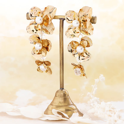 [KIWA BRIDAL] KBE-12 Flower Shower Earrings Gold