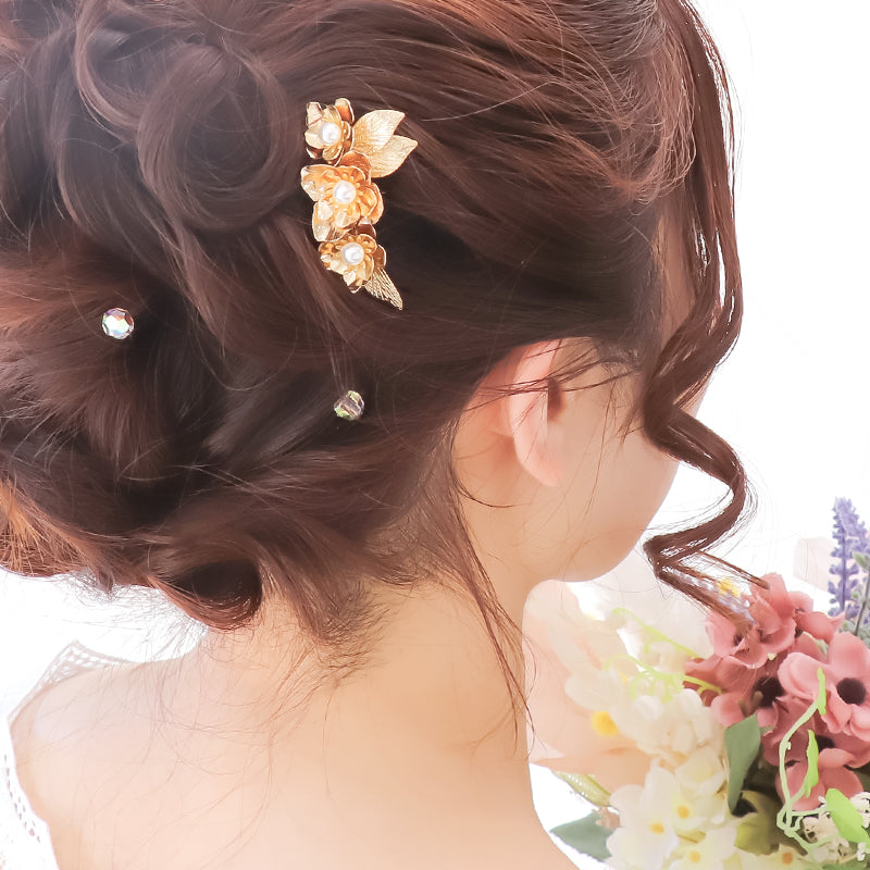 [KIWA BRIDAL] KBH-5 Flower Bouquet Hair Comb Gold