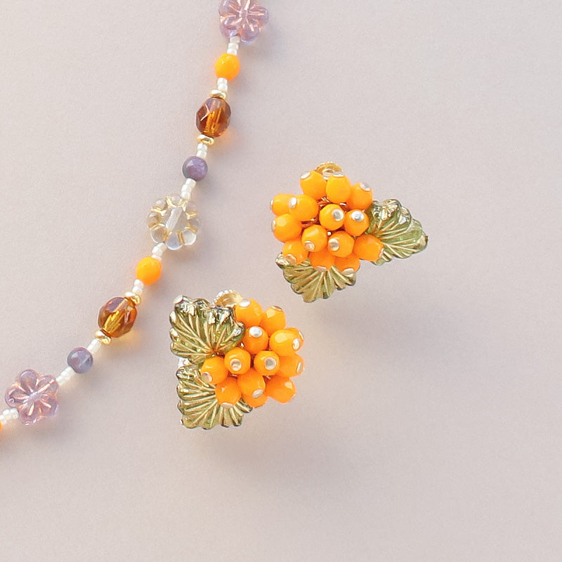 Recipe No.KR1070 Czech Beads Autumn Color Neck &amp; Earrings