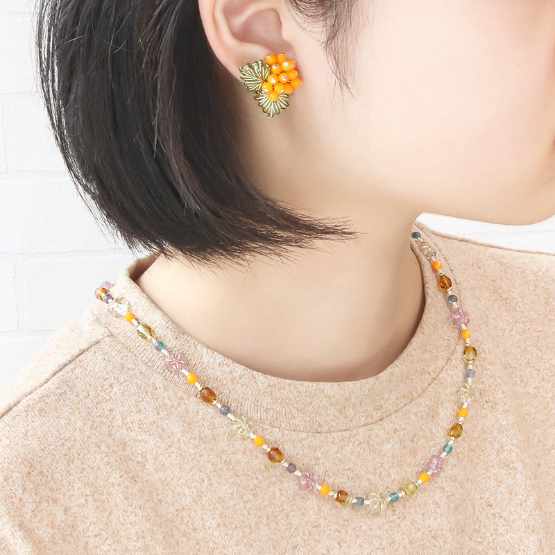 Recipe No.KR1070 Czech Beads Autumn Color Neck &amp; Earrings