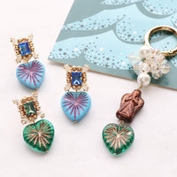 レシピ(図のみ)No.KR1076　チェコキウイハートのアクセサリー2種