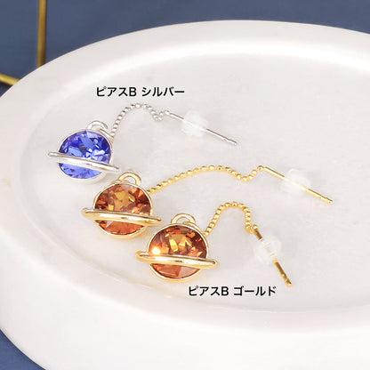 レシピNo.KR1118　石座チャーム土星のアクセサリー3種