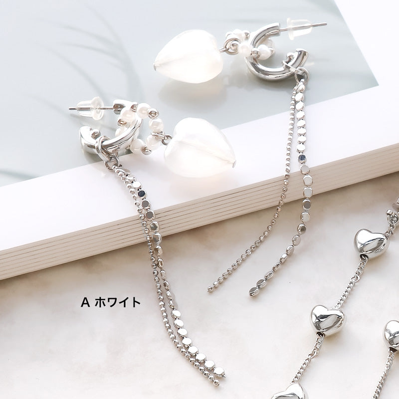 Recipe No.Kr1124 Heart motif arranged earrings 3 types