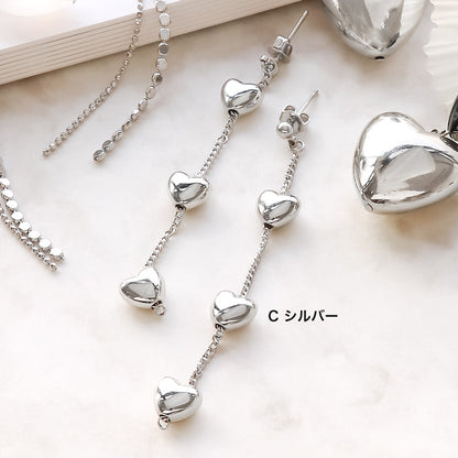 Recipe No.Kr1124 Heart motif arranged earrings 3 types