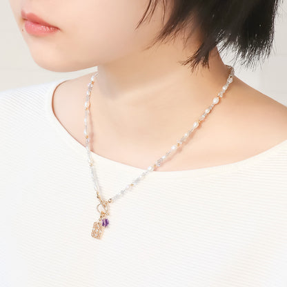 レシピNo.KR1127　天然石とパールとスカシのアクセサリー3種