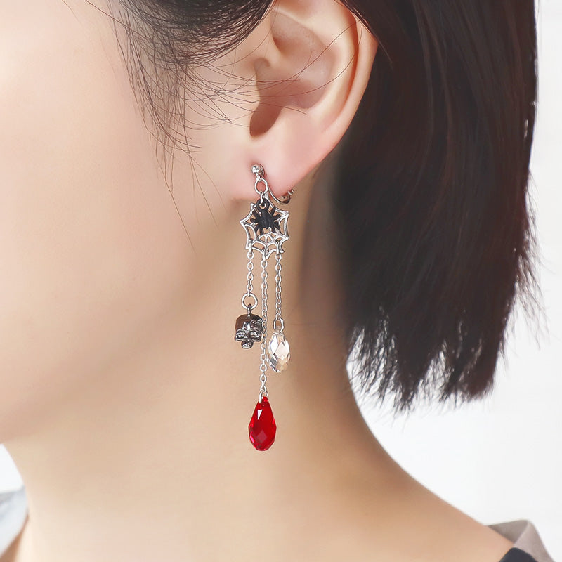 レシピNo.KR1253　ハロウィンチャームドクロのイヤーアクセサリー2種