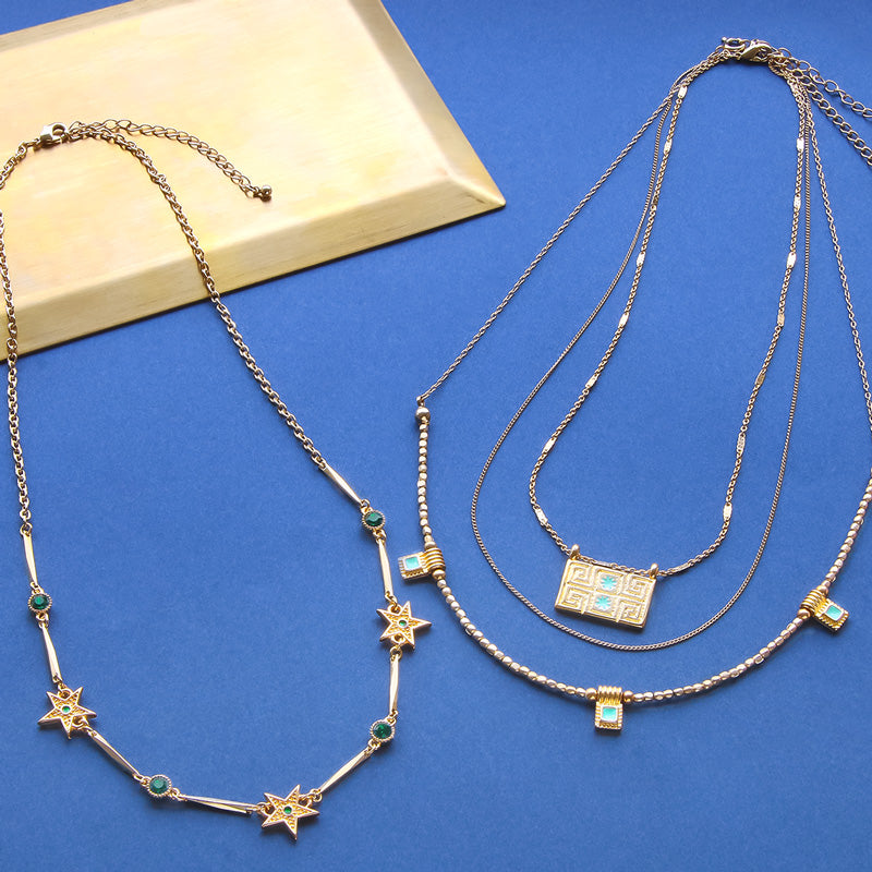 レシピNo.KR1255　ギリシャパーツのネックレス2種